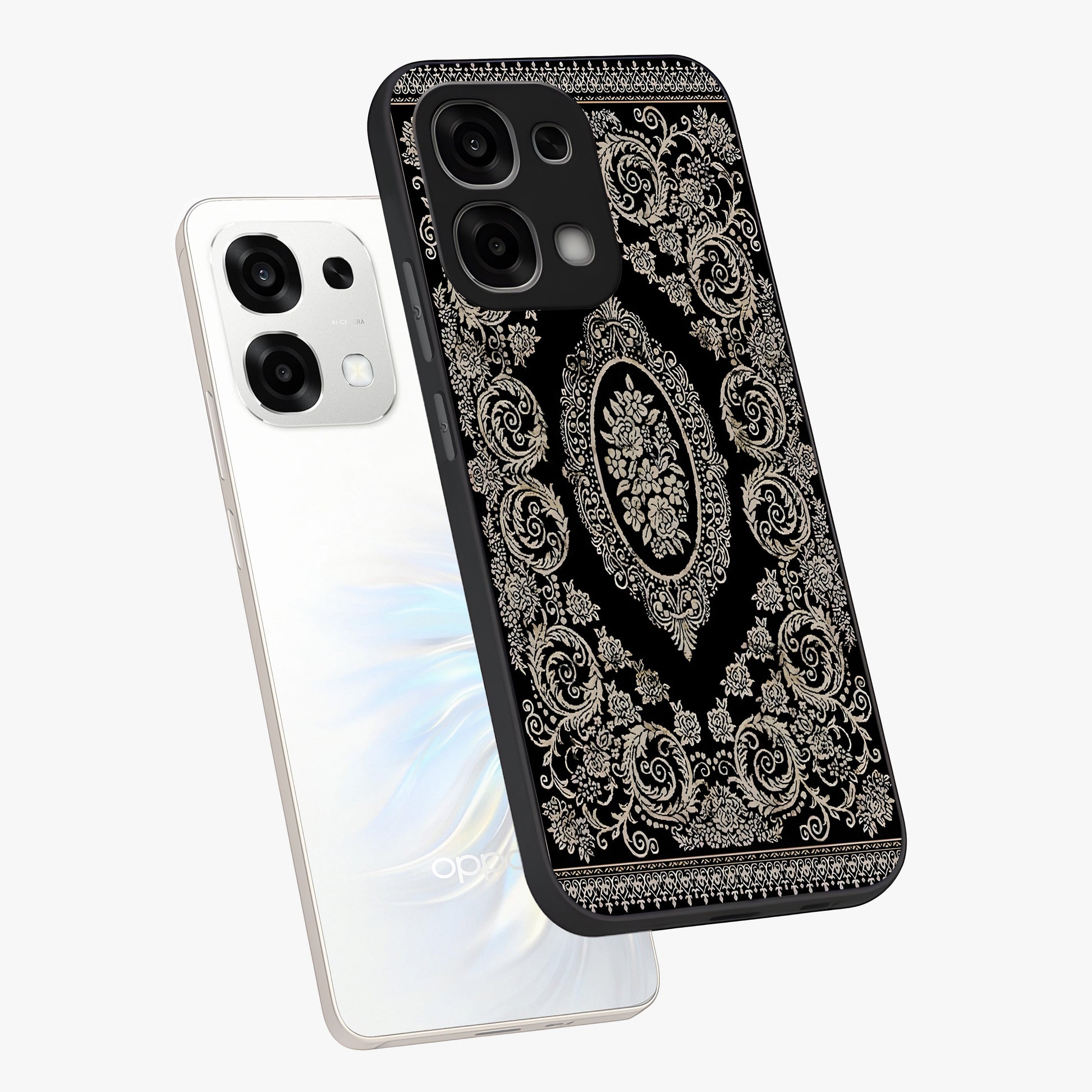 Noir Bloom Elegance Glass Case displayed in angled mockup highlighting refined flower design with stylish noir aesthetic.
