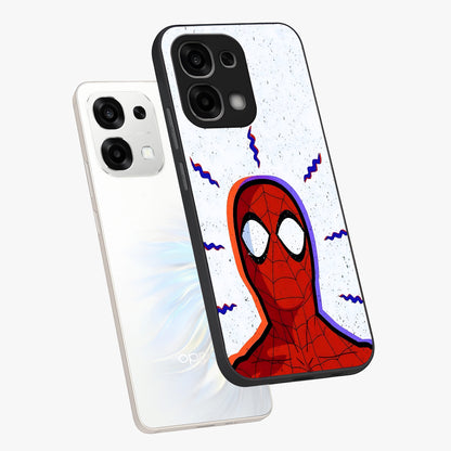 Omg Spiderman Glass Case displayed in angled mockup highlighting dynamic hero illustration with action comic aesthetic.