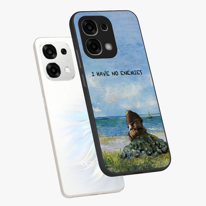Peace Beyond War Glass Case displayed in angled mockup highlighting meaningful message design with artistic aesthetic style.