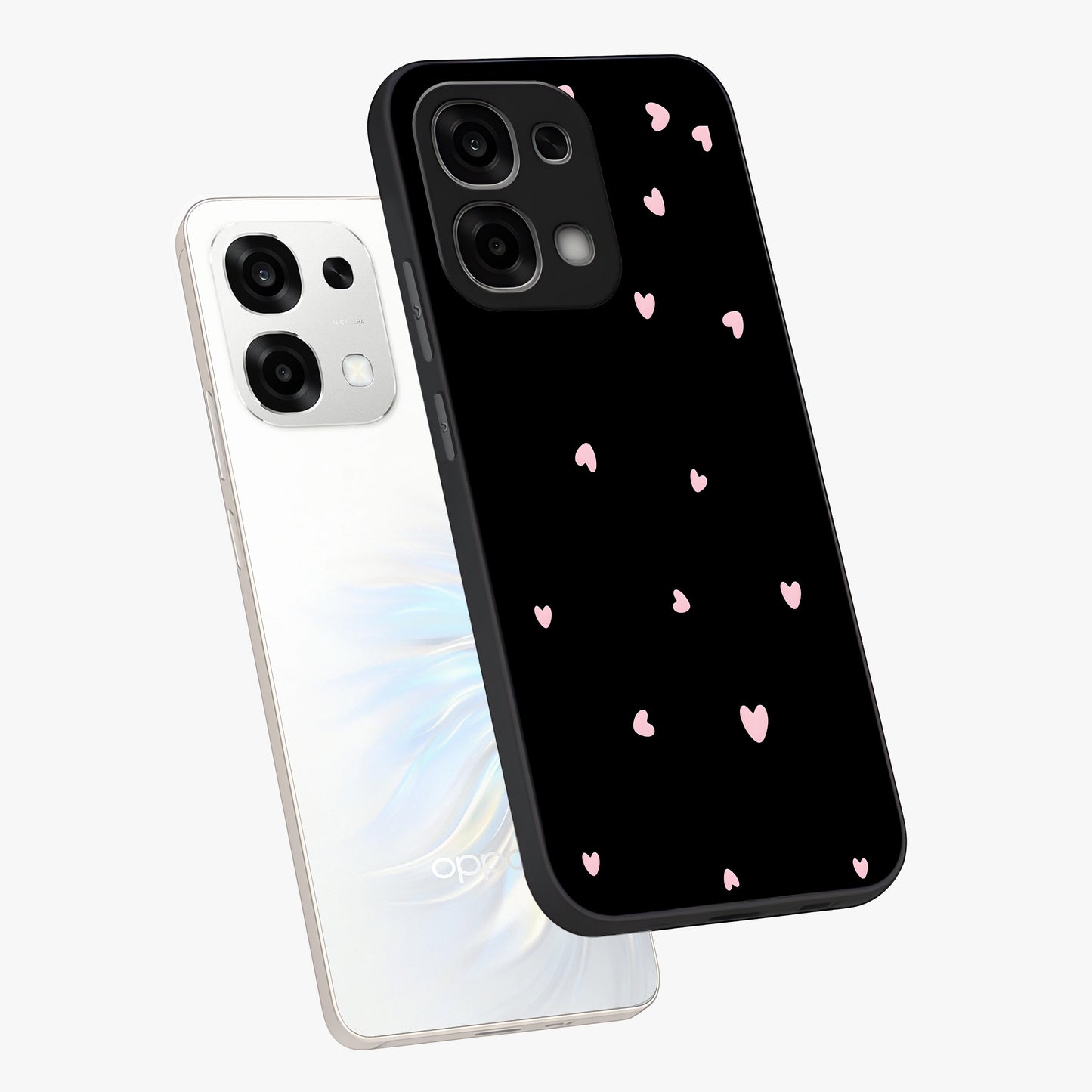 Pink Love Drops Glass Case displayed in angled mockup highlighting cute love drop design with vibrant pink aesthetic.