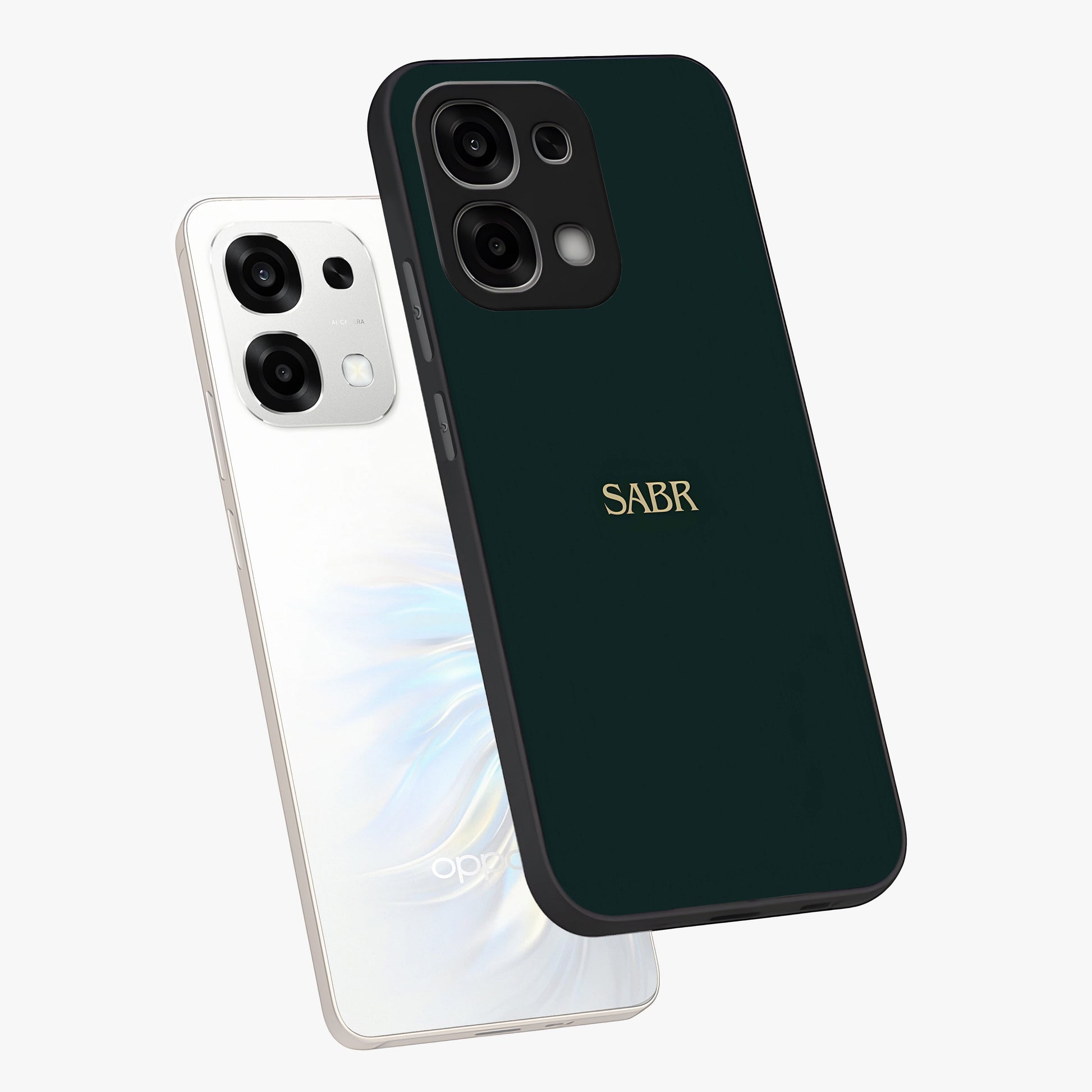 Sabr Minimal Patience Glass Case displayed in angled mockup highlighting simple inspirational design with clean aesthetic style.