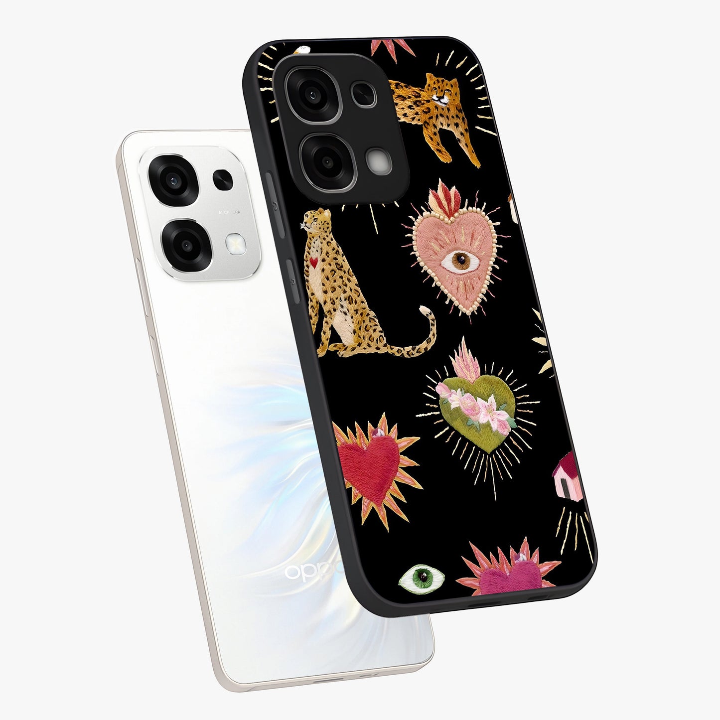 Sacred Jungle Heart Glass Case displayed in angled mockup highlighting lush tropical design with natural aesthetic style.