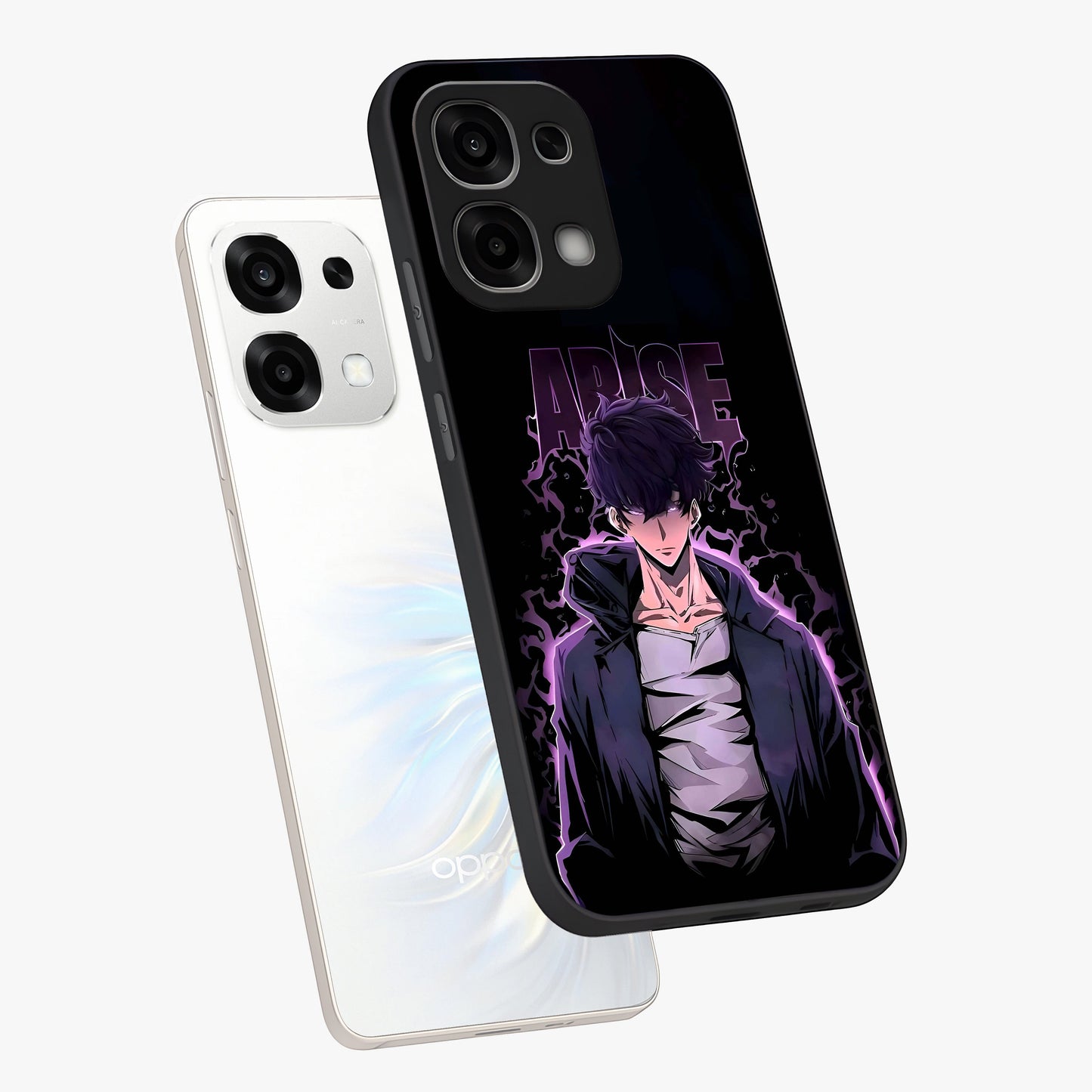 Shadow Monarch Awakening Glass Case displayed in angled mockup highlighting dramatic shadow warrior design with fantasy aesthetic.