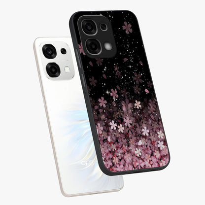 Small Starry Flowers Glass Case displayed in angled mockup highlighting tiny flower pattern with celestial aesthetic style.