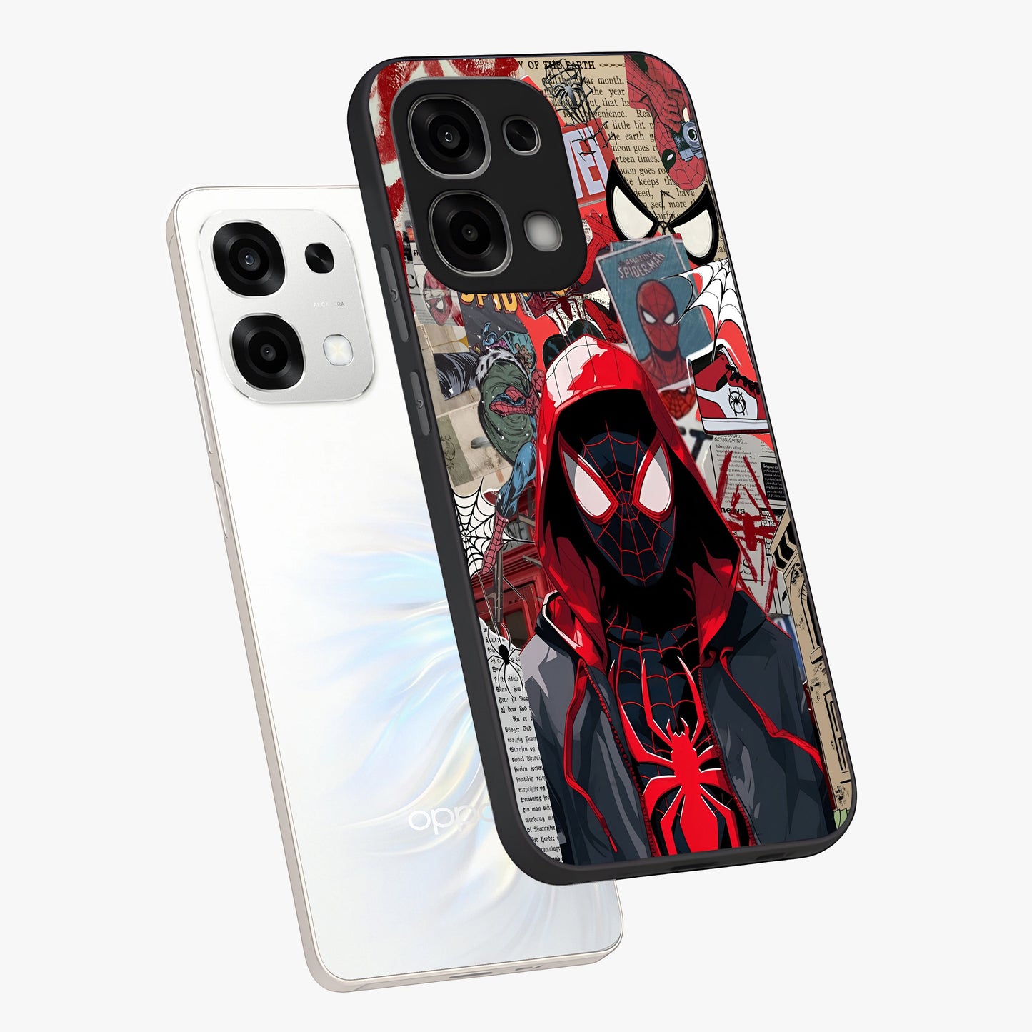 Spider Collage Street Glass Case displayed in angled mockup highlighting dynamic street style collage design with comic aesthetic.