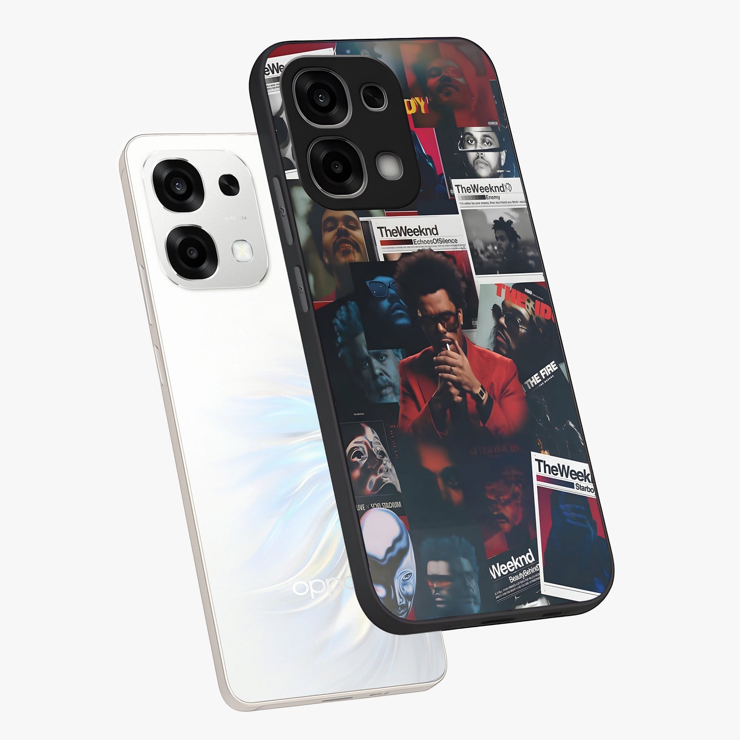 The Weeknd Glass Case displayed in angled mockup highlighting stylish pop culture inspired design with modern aesthetic.