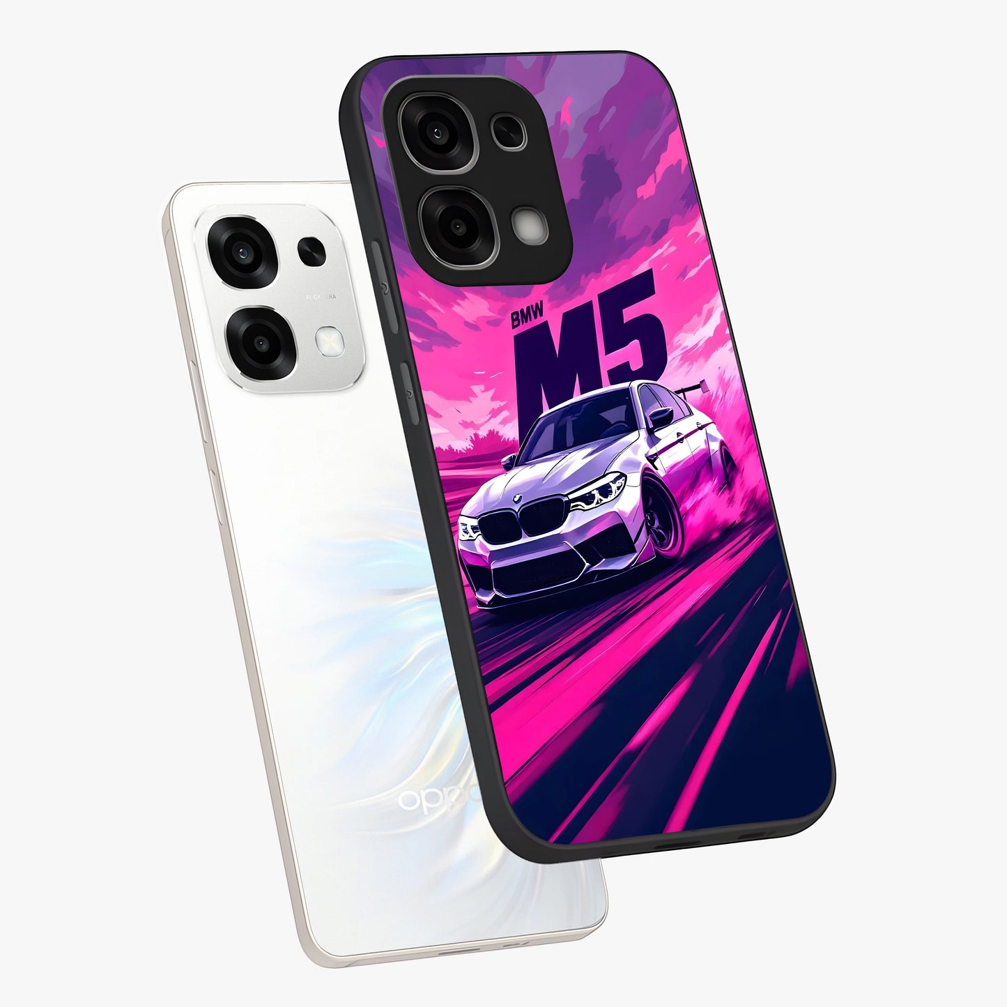 Velocity Drift Pulse Glass Case displayed in angled mockup highlighting dynamic drift design with sporty automotive aesthetic.