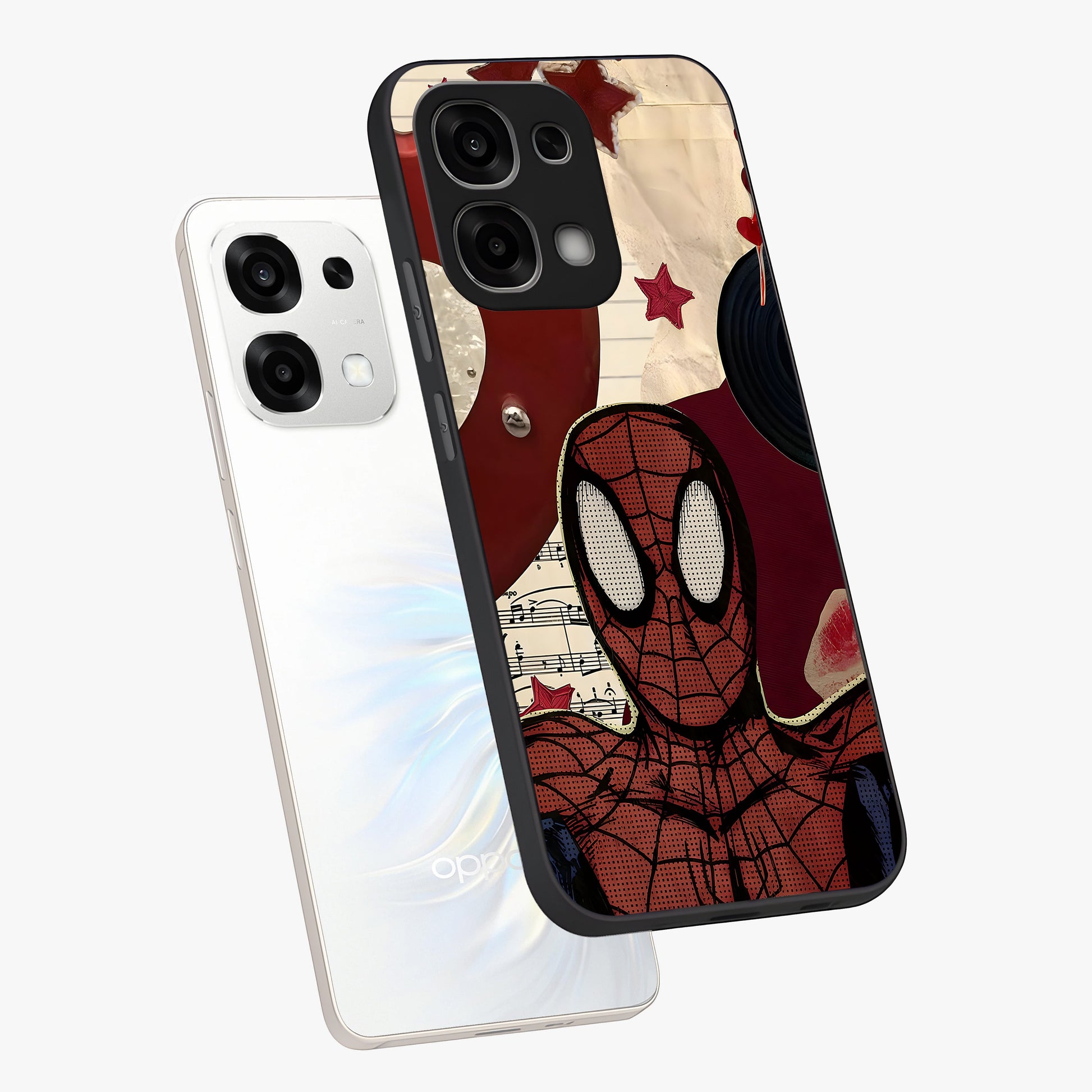 Web Warrior Vibes Glass Case displayed in angled mockup highlighting dynamic web design with comic style aesthetic.
