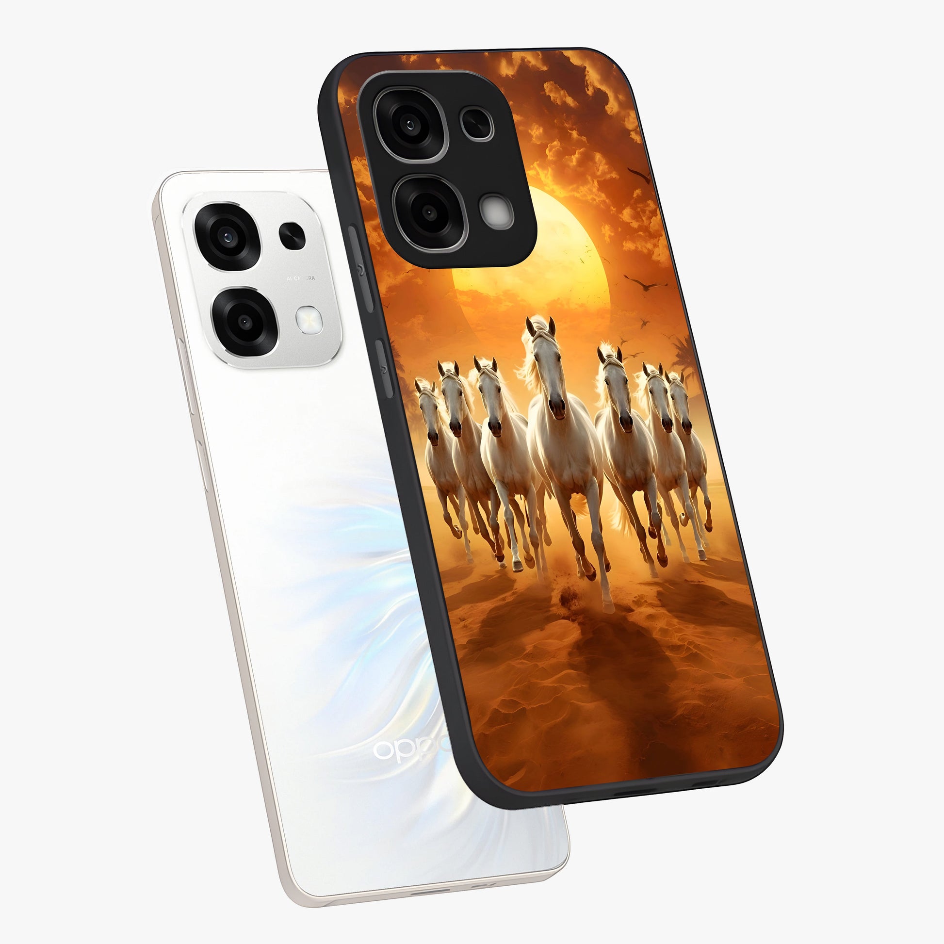 Wild Sunset Majesty Glass Case displayed in angled mockup highlighting vibrant sunset sky design with scenic aesthetic.