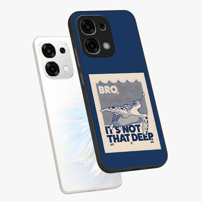 Worry Less Swim Glass Case displayed in angled mockup highlighting fun typography design with relaxed aesthetic style.