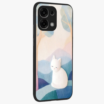 Cotton Dream Cat Glass Case upright view showcasing charming cat artwork with cozy dreamy theme.