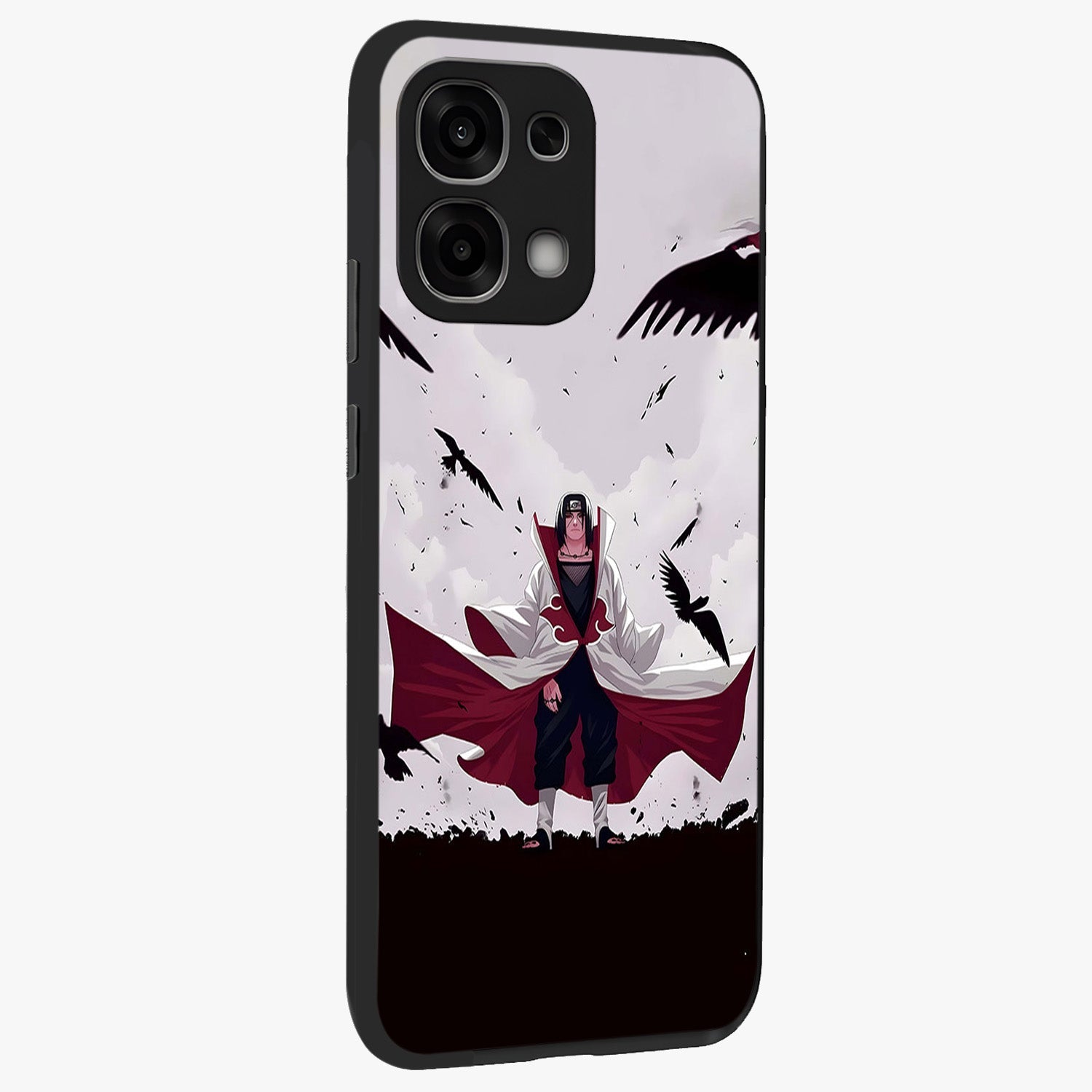 Crimson Crow Ascension Glass Case upright view showcasing dramatic crow artwork with bold gothic theme.
