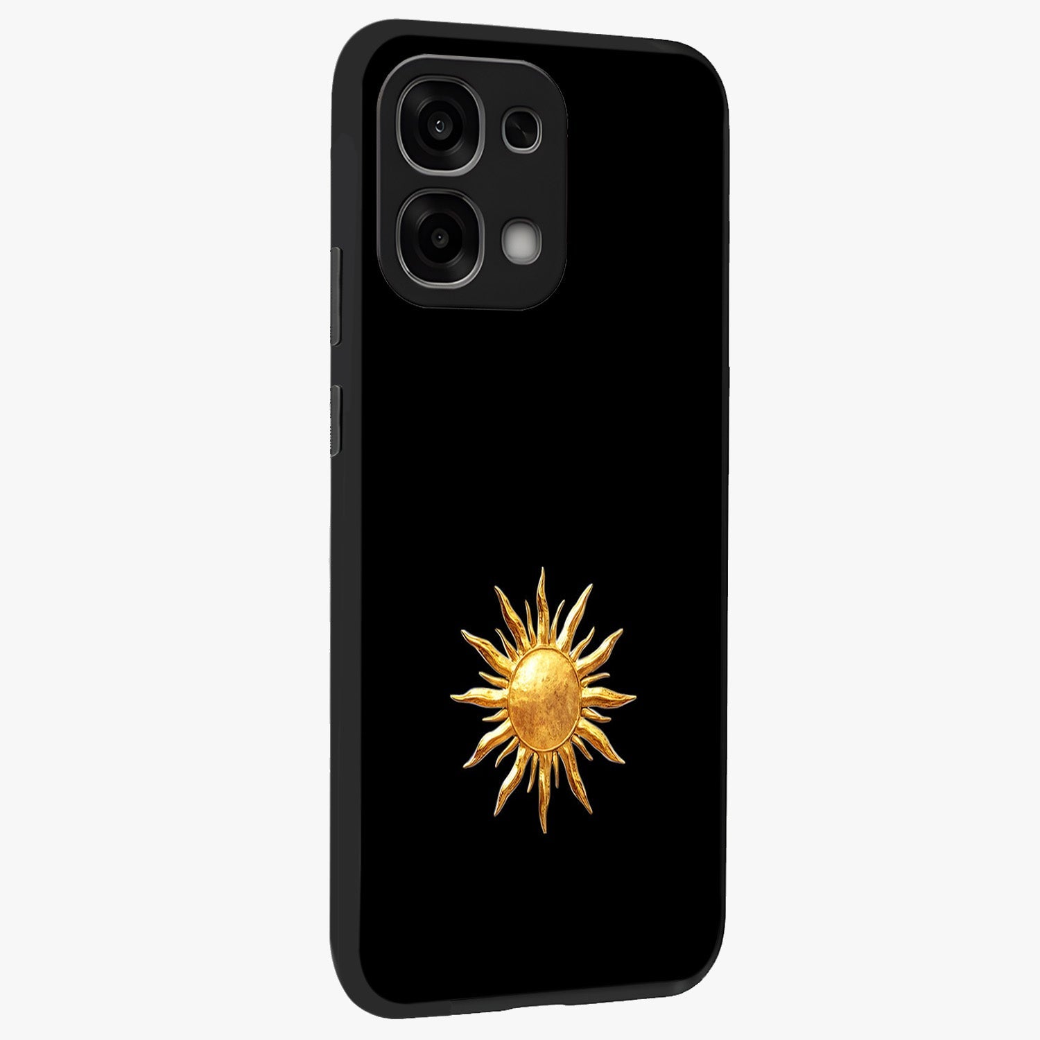 Golden Sun Minimalism Glass Case upright view showcasing haunting graveyard artwork with dramatic dark theme.