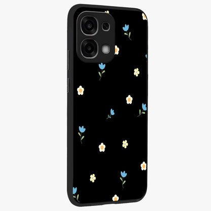 Minimal Petal Whispers Glass Case upright view showcasing elegant floral artwork with modern minimalist style.
