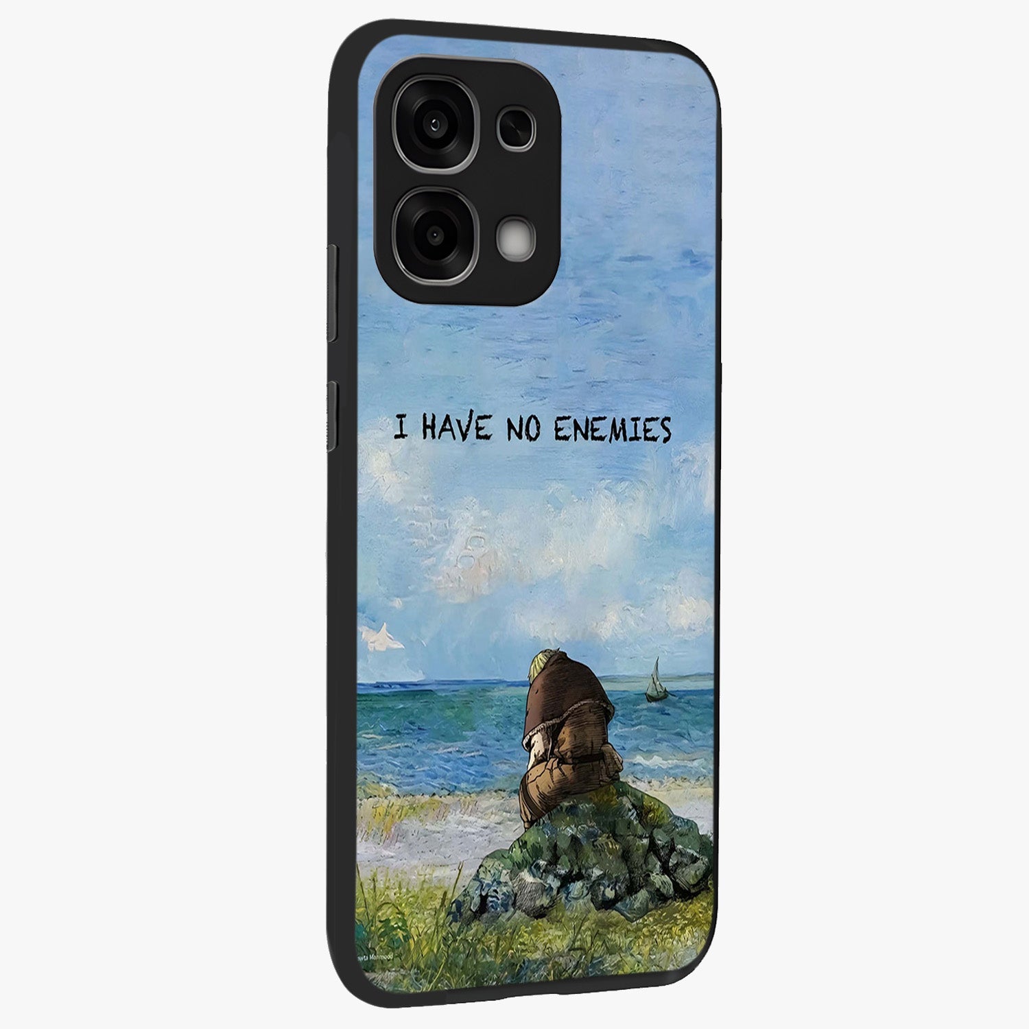 Peace Beyond War Glass Case upright view showcasing powerful peace symbol artwork with inspirational theme.