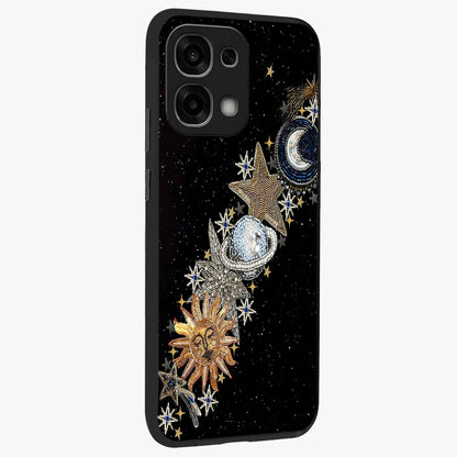 Pearls Universe Object Glass Case upright view showcasing decorative pearl themed artwork with cosmic elegance.