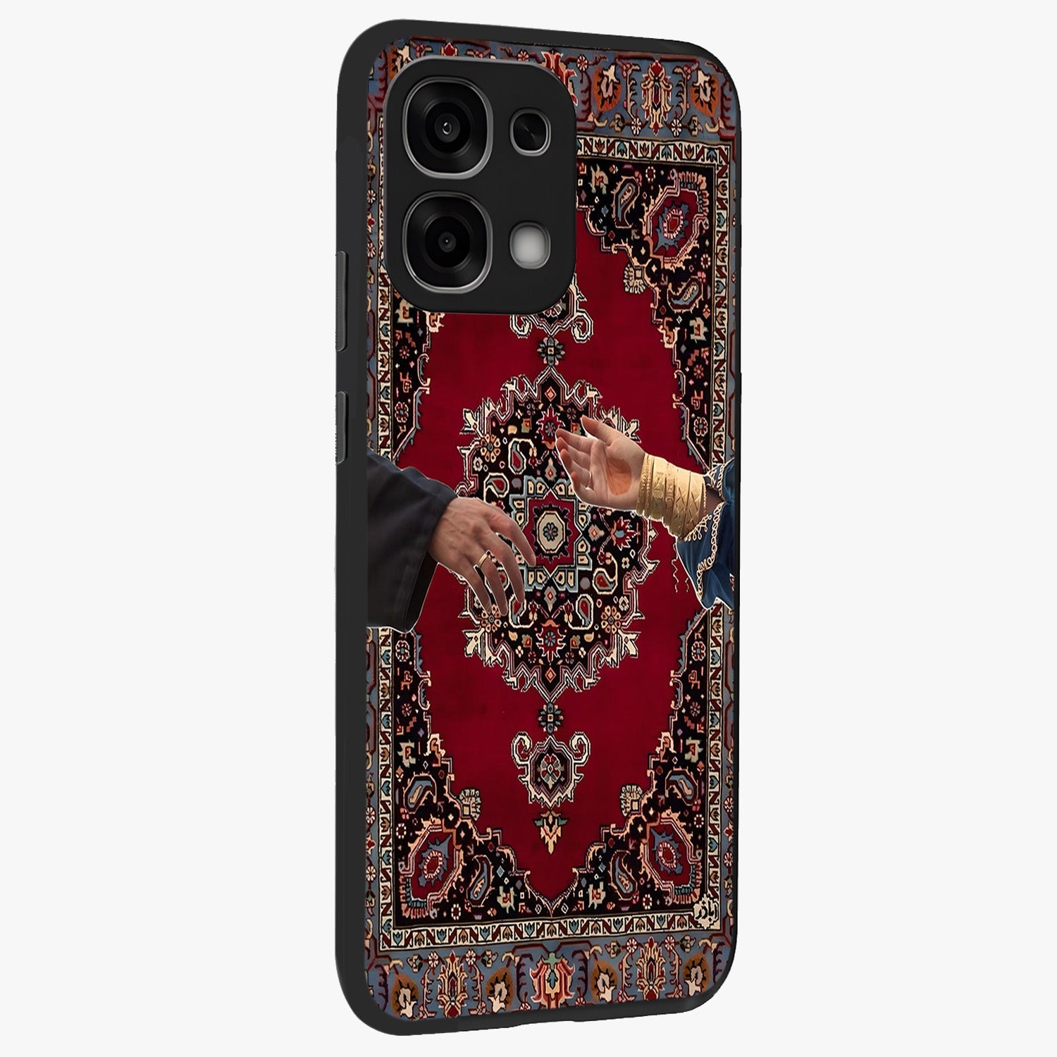 Royal Touch Reach Glass Case upright view showcasing stylish royal inspired artwork with graceful theme.