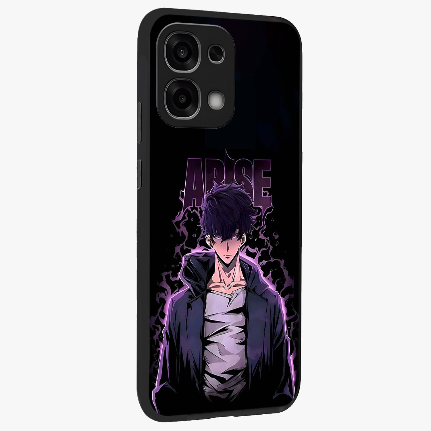 Shadow Monarch Awakening Glass Case upright view showcasing bold monarch artwork with mystical awakening theme.