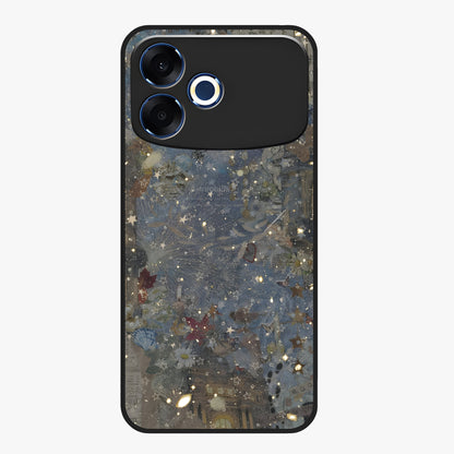 Aesthetic Astrolophia Glass Case showing flat back view with dreamy aesthetic design and glossy glass finish.