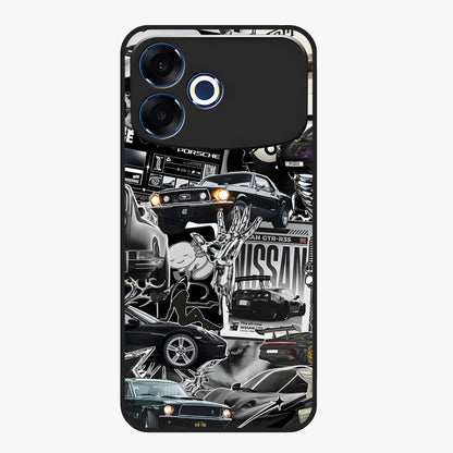 Aesthetic Dark Love Glass Case showing flat back view with dark romantic artwork and glossy glass finish.
