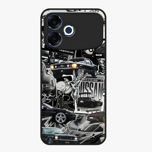 Aesthetic Dark Love Glass Case showing flat back view with dark romantic artwork and glossy glass finish.