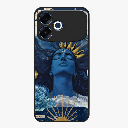 Aesthetic Lord Shiva Glass Case showing flat back view with divine Shiva artwork and glossy glass finish.