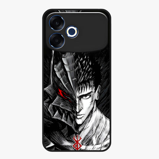 Berserker Blood Oath Glass Case showing flat back view with fierce warrior inspired artwork and glossy glass finish.