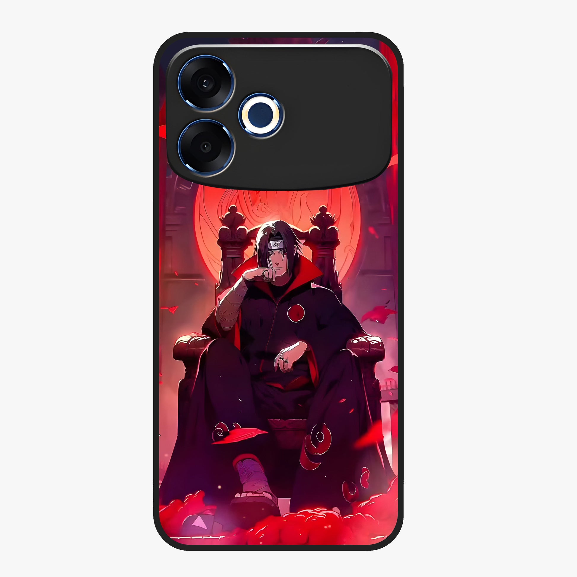 Blood Moon Sovereign Glass Case showing flat back view with mystical blood moon artwork and glossy glass finish.