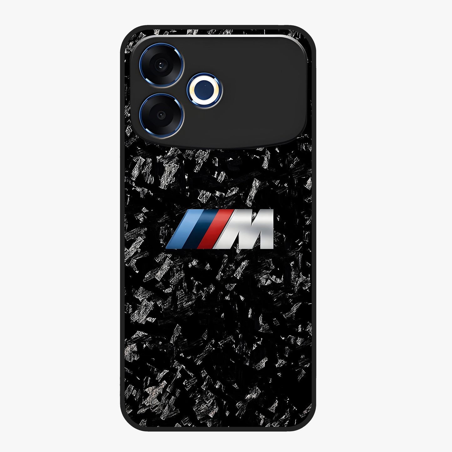 Carbon Speed Mark Glass Case showing flat back view with sporty carbon pattern artwork and glossy glass finish.