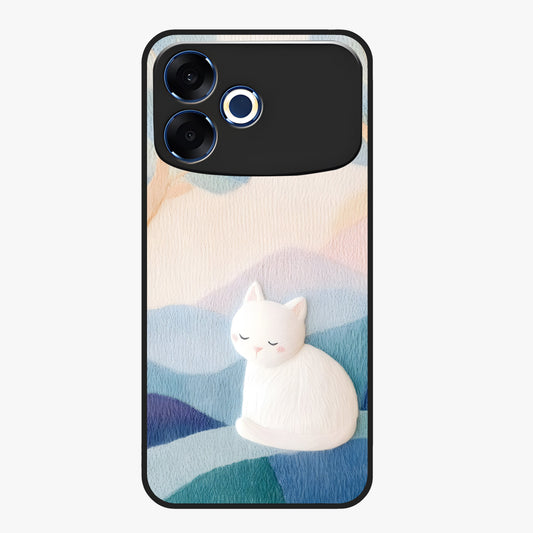 Cotton Dream Cat Glass Case showing flat back view with soft dreamy cat artwork and glossy glass finish.
