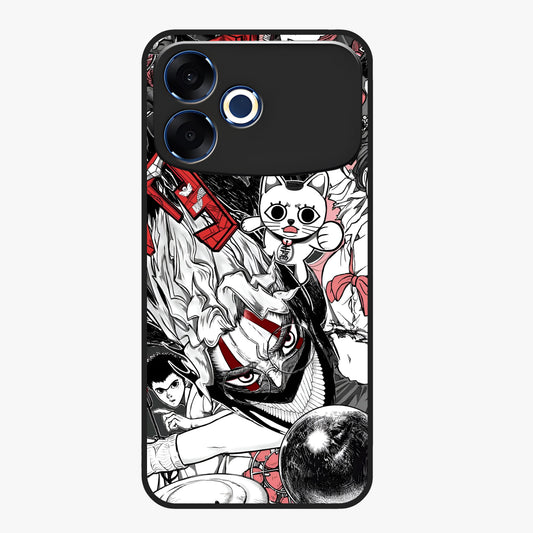 Crimson Chaos Panel Glass Case showing flat back view with bold crimson abstract artwork and glossy glass finish.