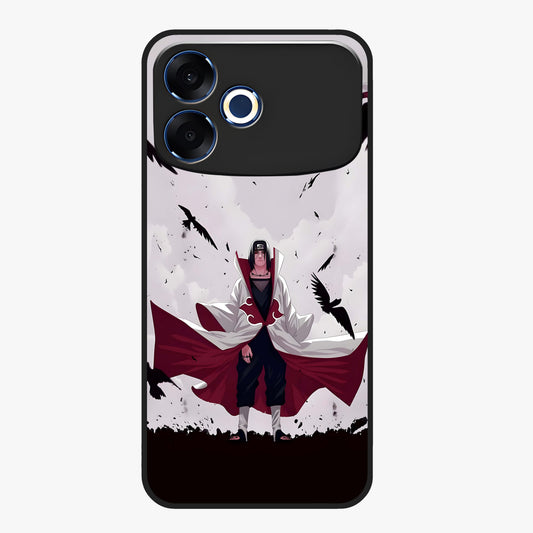 Crimson Crow Ascension Glass Case showing flat back view with mystical crow artwork and glossy glass finish.