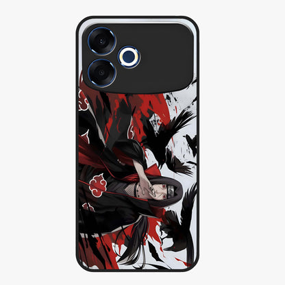 Crimson Crow Illusion Glass Case showing flat back view with artistic crow illusion artwork and glossy glass finish.