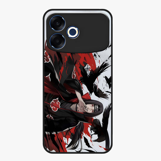 Crimson Crow Illusion Glass Case showing flat back view with artistic crow illusion artwork and glossy glass finish.