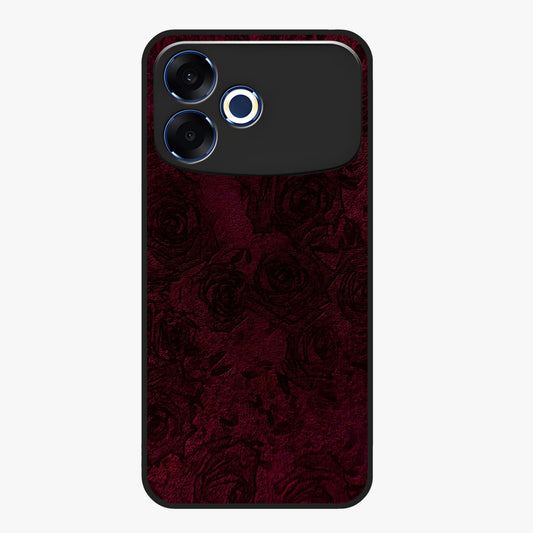 Crimson Fade Flow Glass Case showing flat back view with flowing crimson gradient artwork and glossy glass finish.