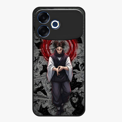Cursed Ritual Ascension Glass Case showing flat back view with dark ritual themed artwork and glossy glass finish.