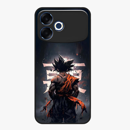 Dark Warrior In Rain Glass Case showing flat back view with warrior artwork in rainy atmosphere and glossy glass finish.