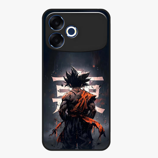 Dark Warrior In Rain Glass Case showing flat back view with warrior artwork in rainy atmosphere and glossy glass finish.