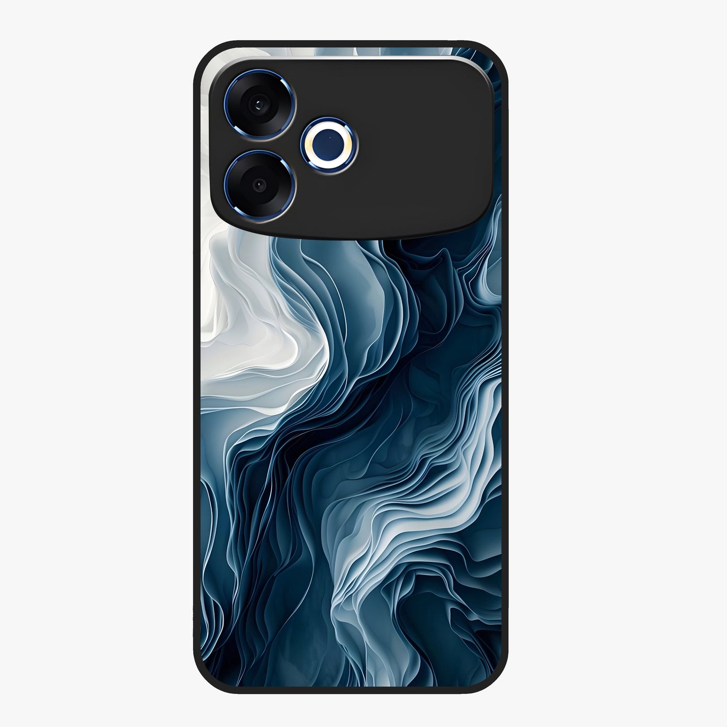 Ethereal Paper Marble Glass Case showing flat back view with soft marble paper texture artwork and glossy glass finish.