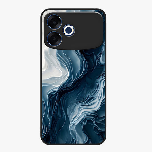 Ethereal Paper Marble Glass Case showing flat back view with soft marble paper texture artwork and glossy glass finish.