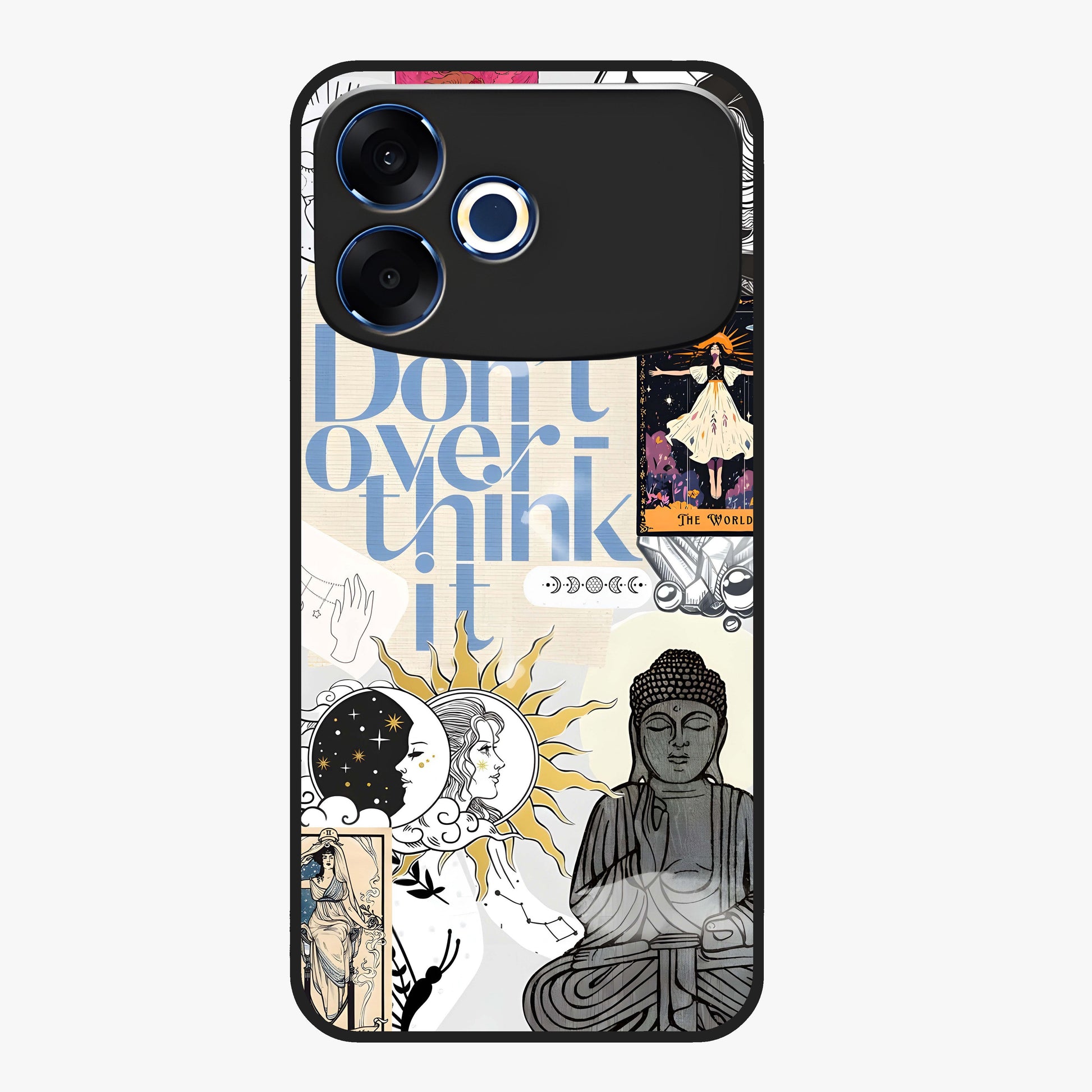 Ethereal Thoughts Glass Case showing flat back view with dreamy artistic artwork and glossy glass finish.