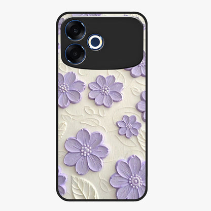 Floral Wall Art With Purple Flowers Glass Case showing flat back view with purple flower artwork and glossy glass finish.