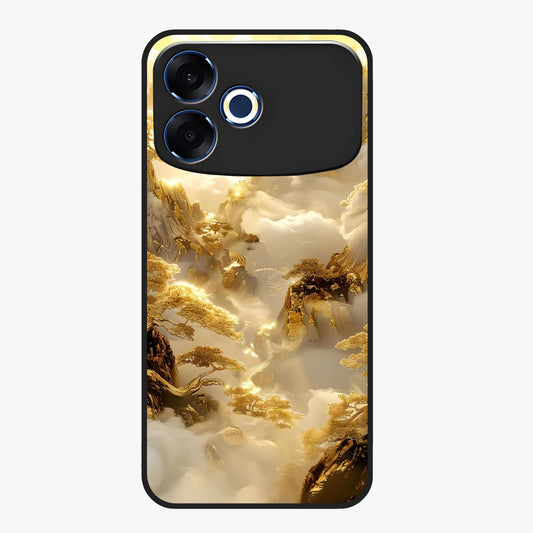 Gates Of Illumination Glass Case showing flat back view with mystical illuminated gate artwork and glossy glass finish.