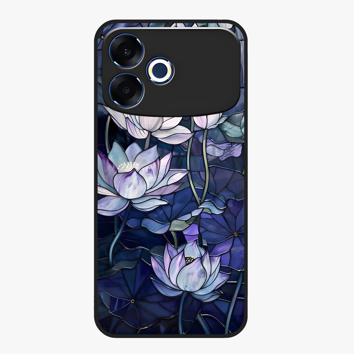 Gloss Petal Rush Glass Case showing flat back view with glossy flower petal artwork and smooth glass finish.