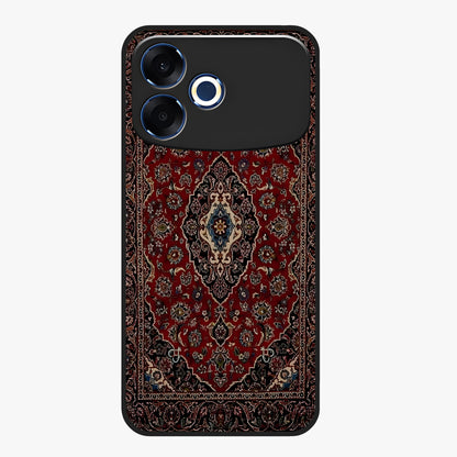 Heritage Carpet Royale Glass Case showing flat back view with ornate Persian carpet inspired pattern and glossy glass finish.