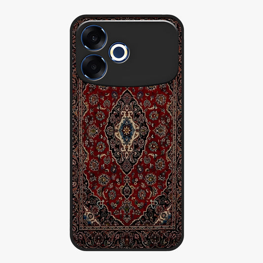 Heritage Carpet Royale Glass Case showing flat back view with ornate Persian carpet inspired pattern and glossy glass finish.