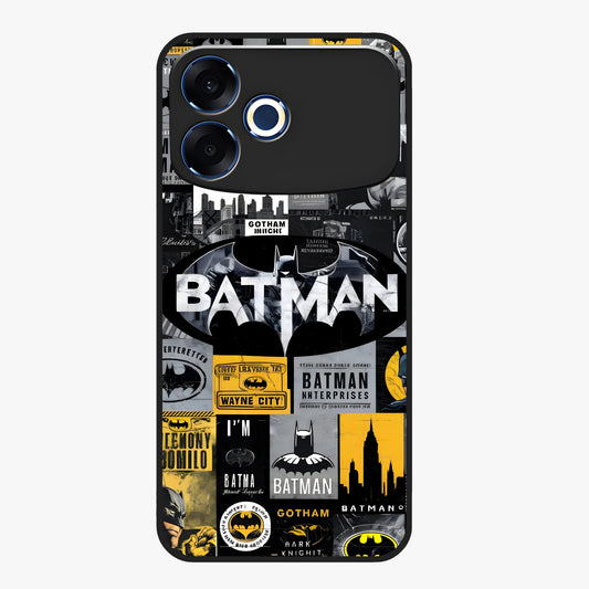 Knight Gotham Rise Glass Case showing flat back view with dark hero inspired artwork and glossy glass finish.