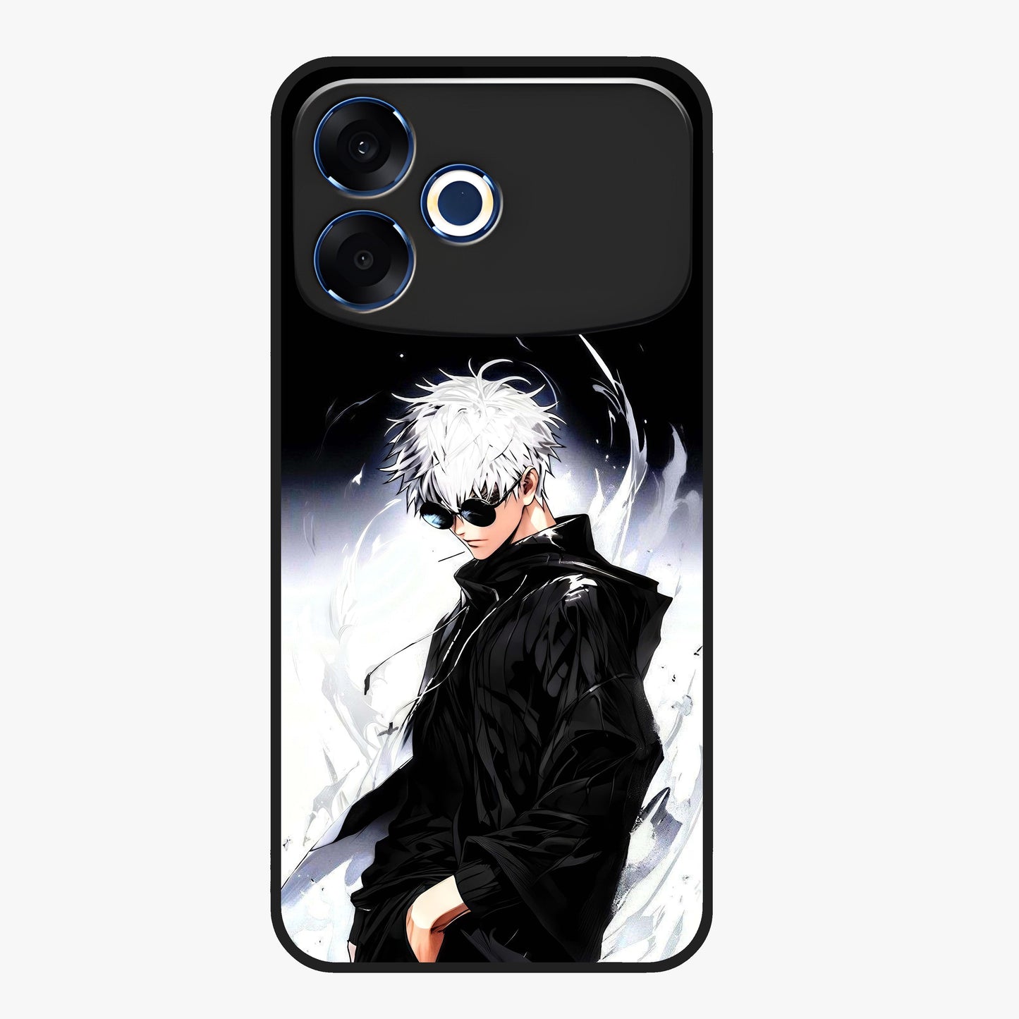 Limitless Shadow King Glass Case showing flat back view with powerful shadow warrior artwork and glossy glass finish.