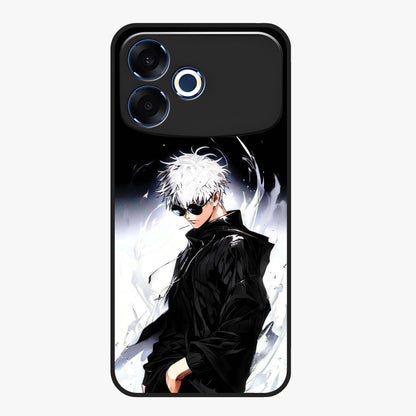 Limitless Shadow King Glass Case showing flat back view with powerful shadow warrior artwork and glossy glass finish.