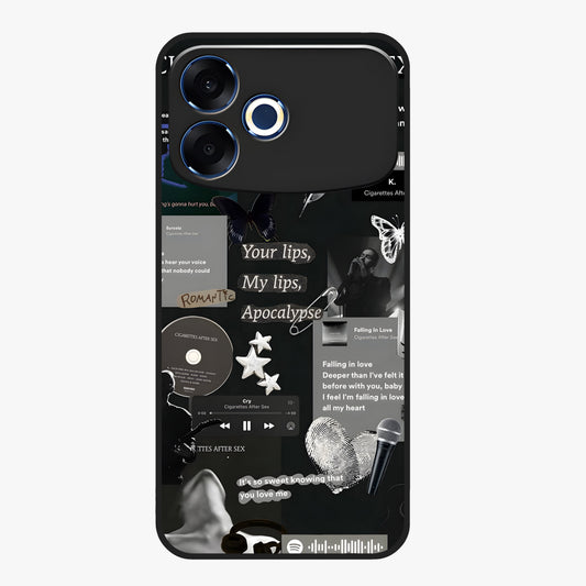 Midnight Love Echo Glass Case showing flat back view with romantic midnight themed artwork and glossy glass finish.